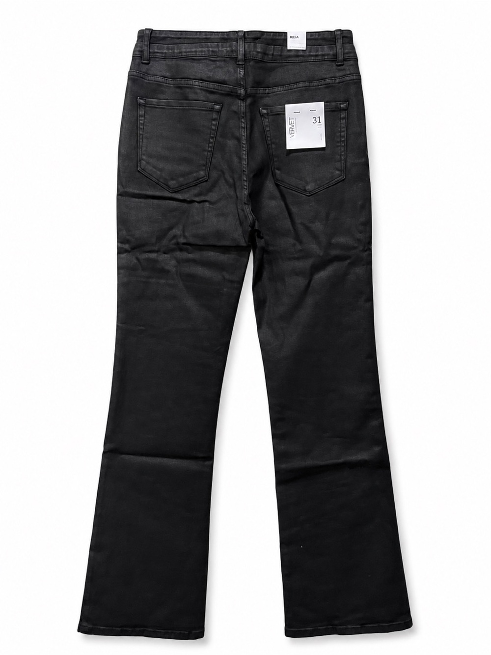 NWT VERVET Bella Black Coated Flare Jeans 31 - Picture 2 of 7